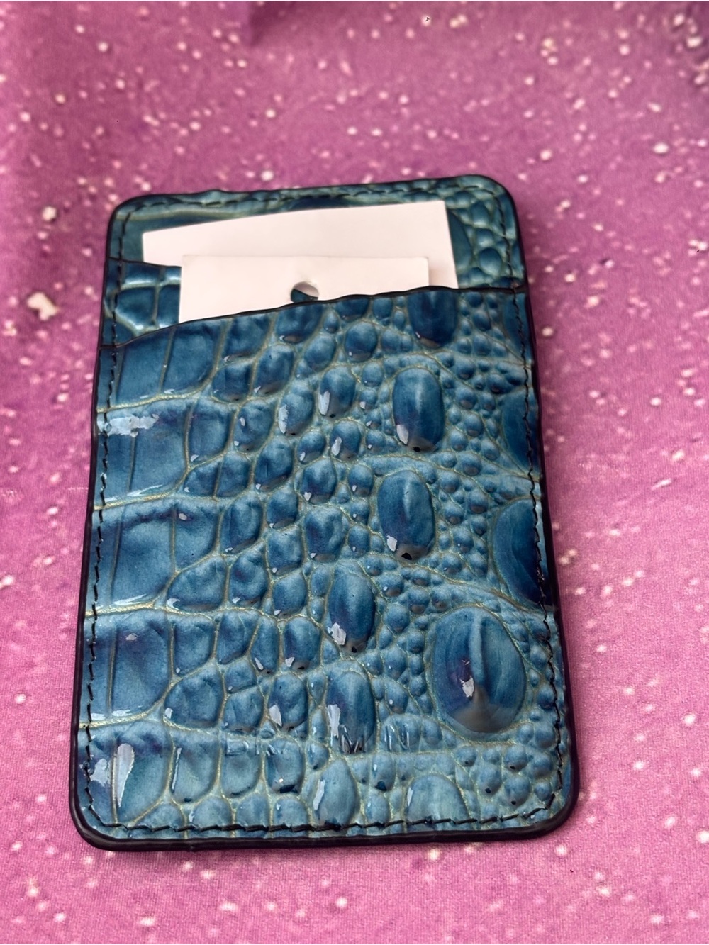 Brahmin Teal (Lagoon) Croc-Embossed Card Sleeve